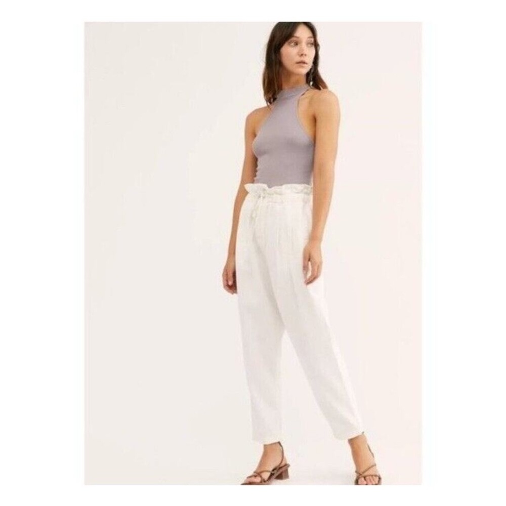 Free People Size S Margate Pleated Trouser Pant in White OB934529 - Picture 3 of 6